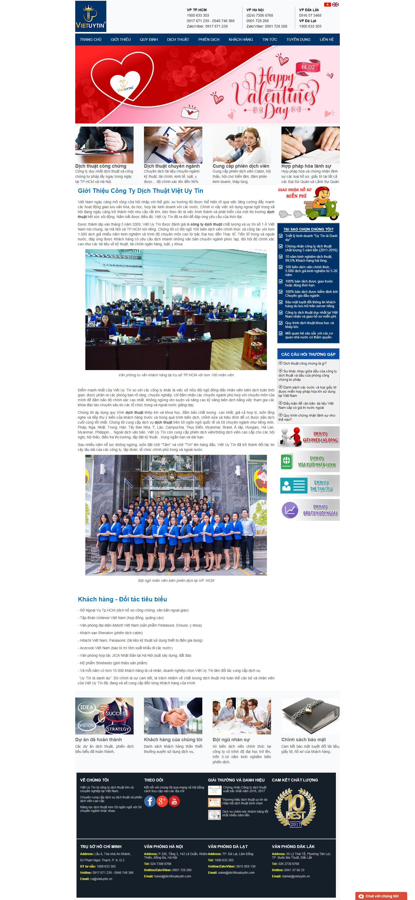 Thiết kế Web dịch thuật dichthuatuytin.com