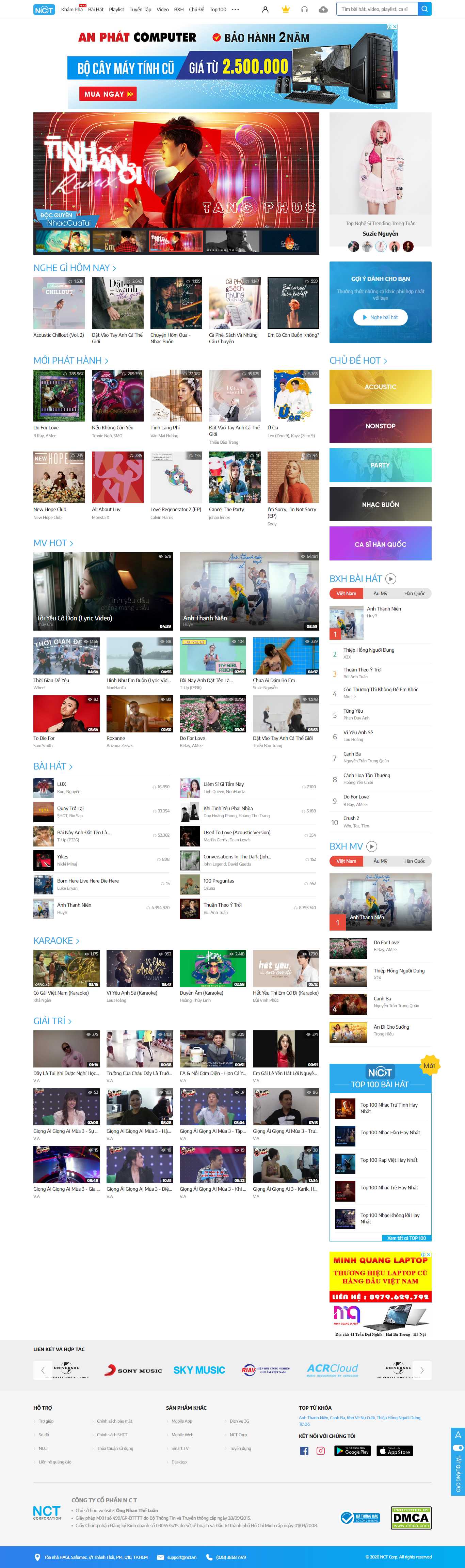 Thiết kế Web nhạc nhaccuatui.com