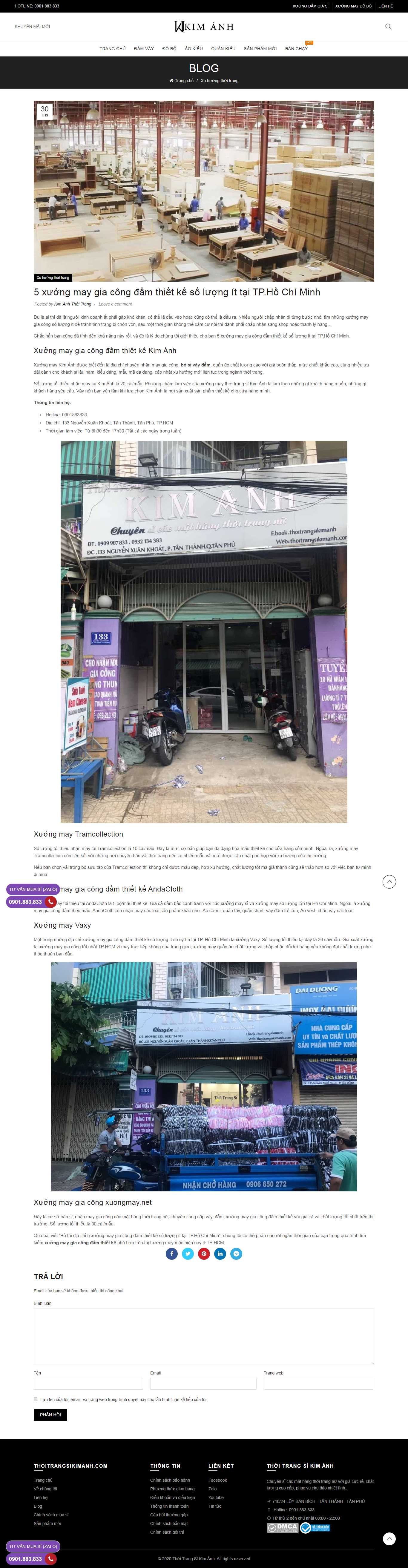 Thiết kế Web xưởng may thoitrangsikimanh.com