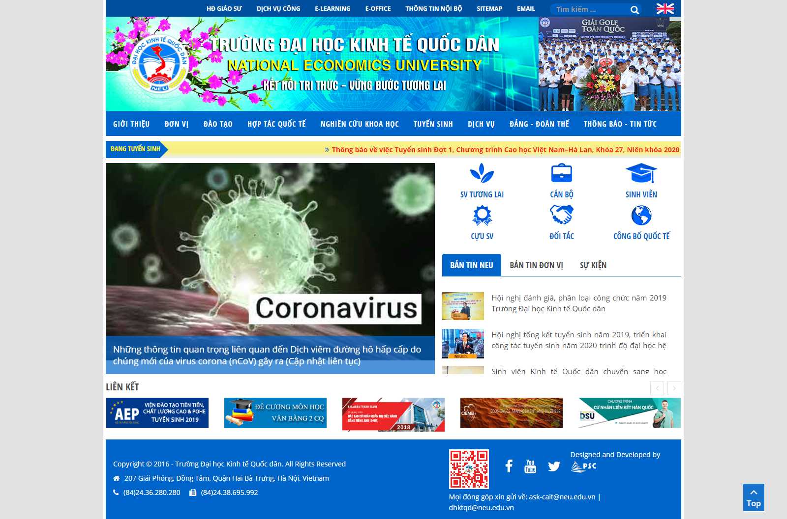 Thiết kế Web trường đại học neu.edu.vn