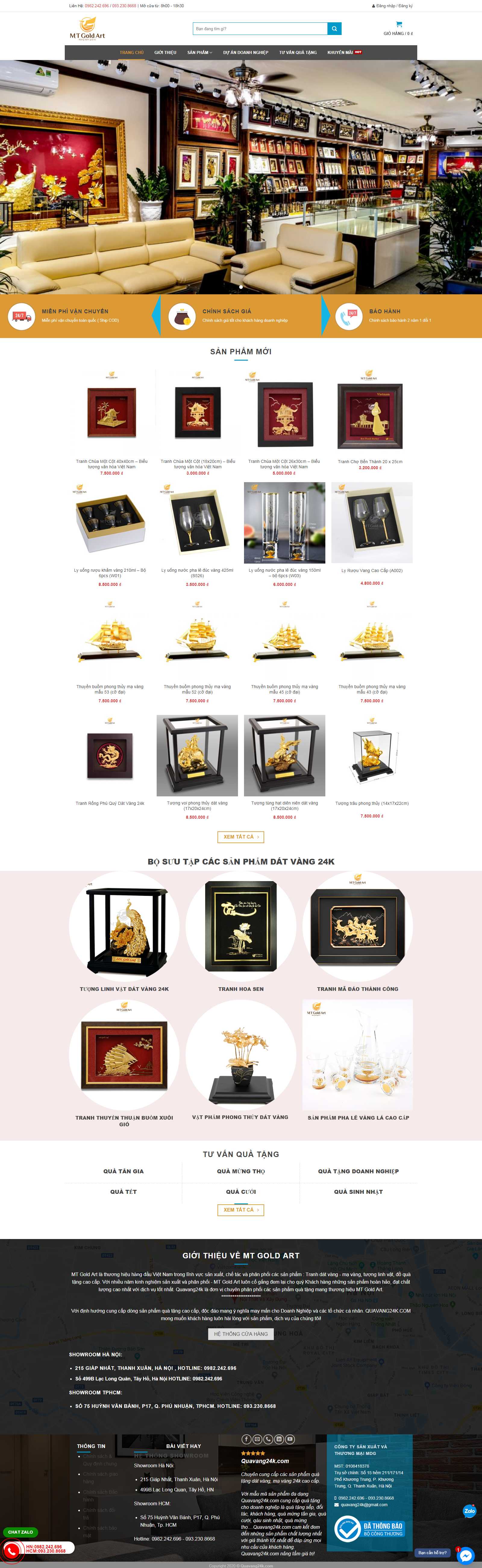 Thiết kế Web đồ lưu niệm quavang24k.com
