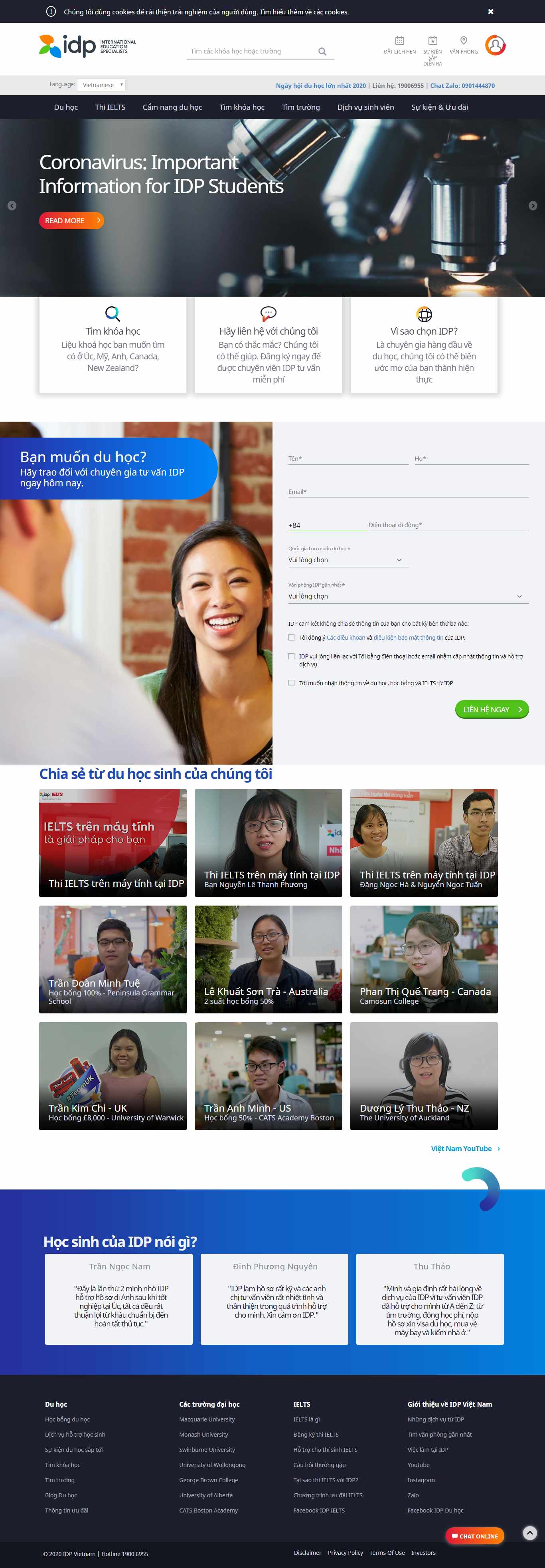 Thiết kế Web tư vấn du học idp.com