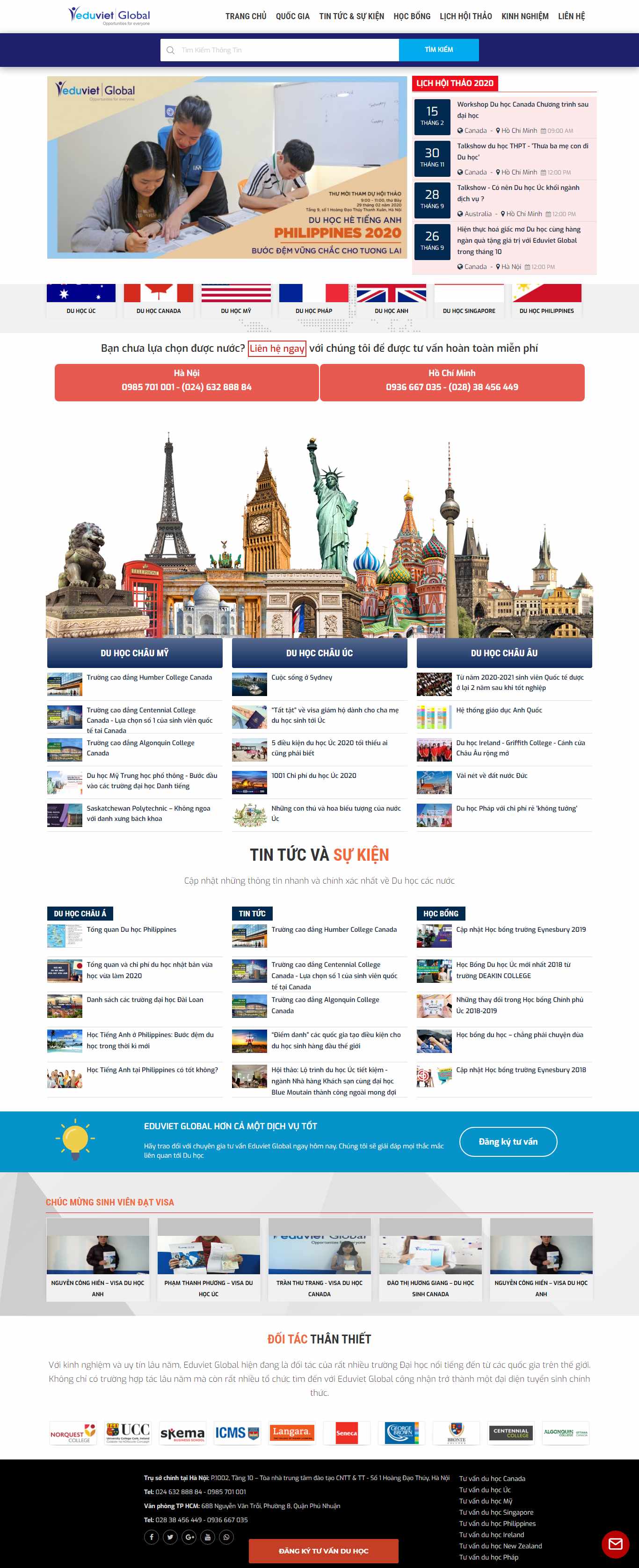 Thiết kế Web tư vấn du học eduvietglobal.vn