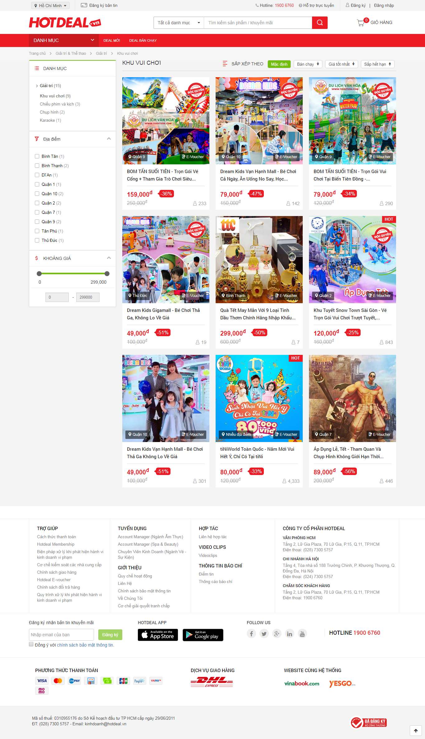 Thiết kế Web khu vui chơi hotdeal.vn