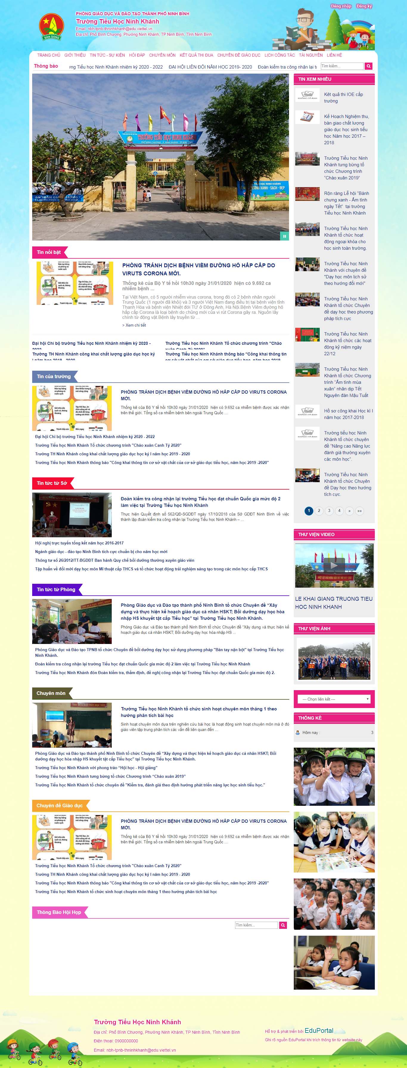 Thiết kế Web trường tiểu học ninhbinh.edu.vn