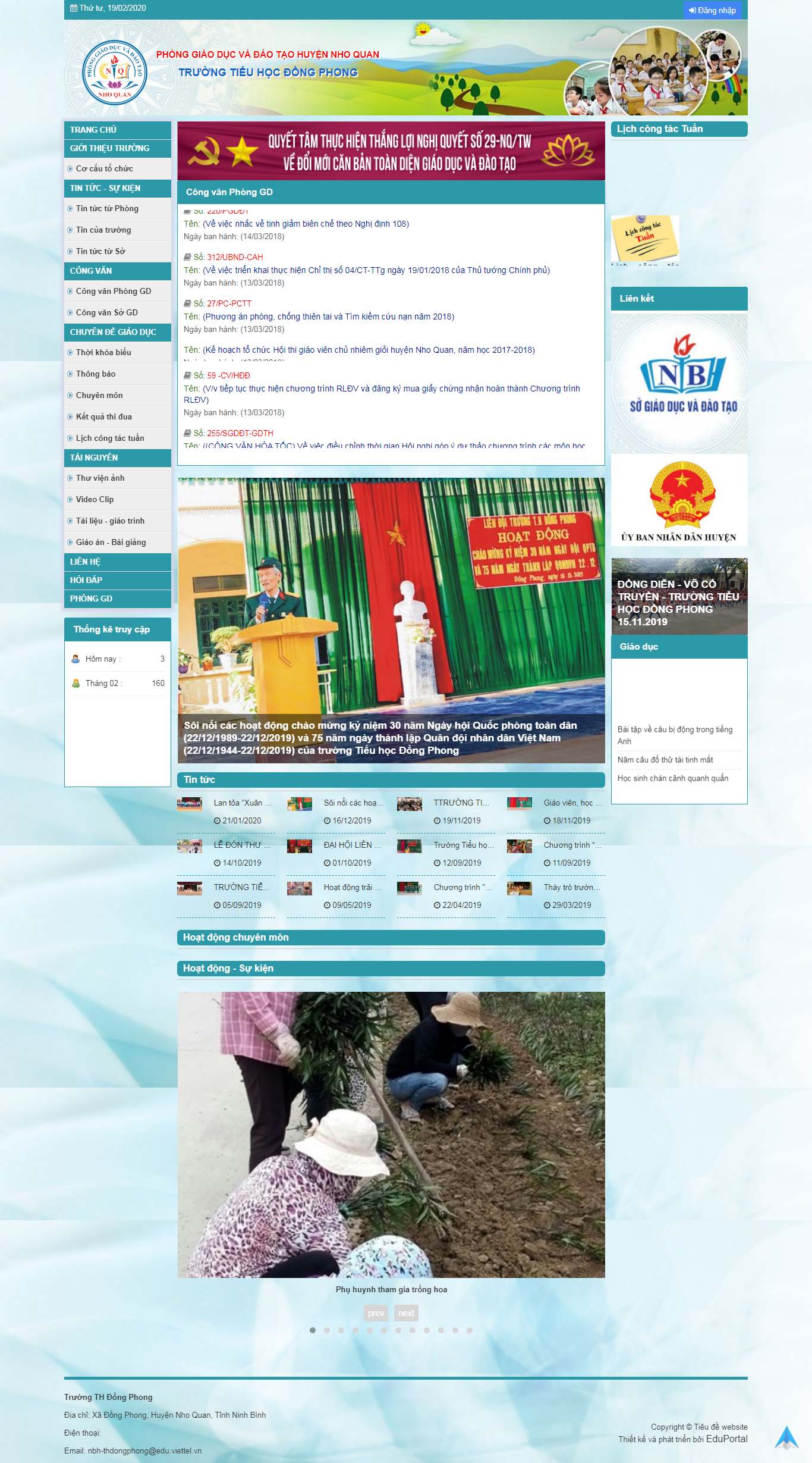 Thiết kế Web trường tiểu học ninhbinh.edu.vn