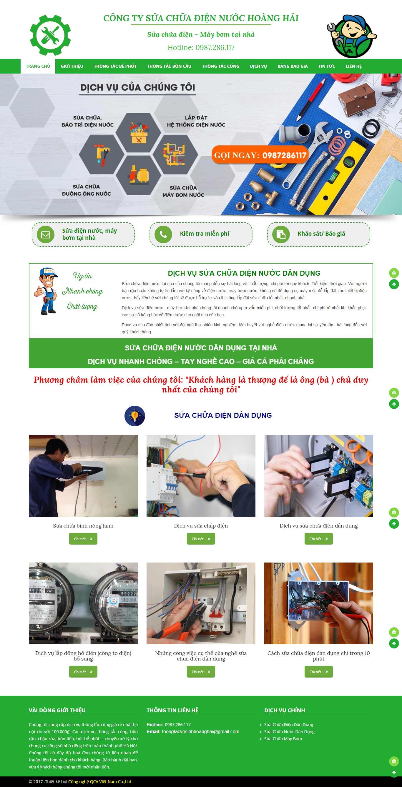 Thiết kế Web điện gia dụng suachuadiennuochoanghai.com