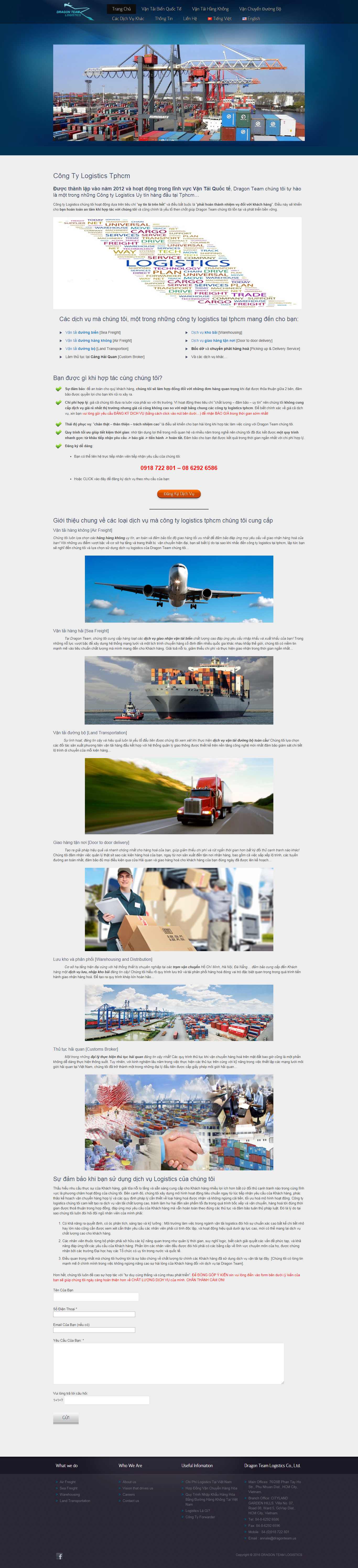 Thiết kế Web vận chuyển logistic dragonteam.us