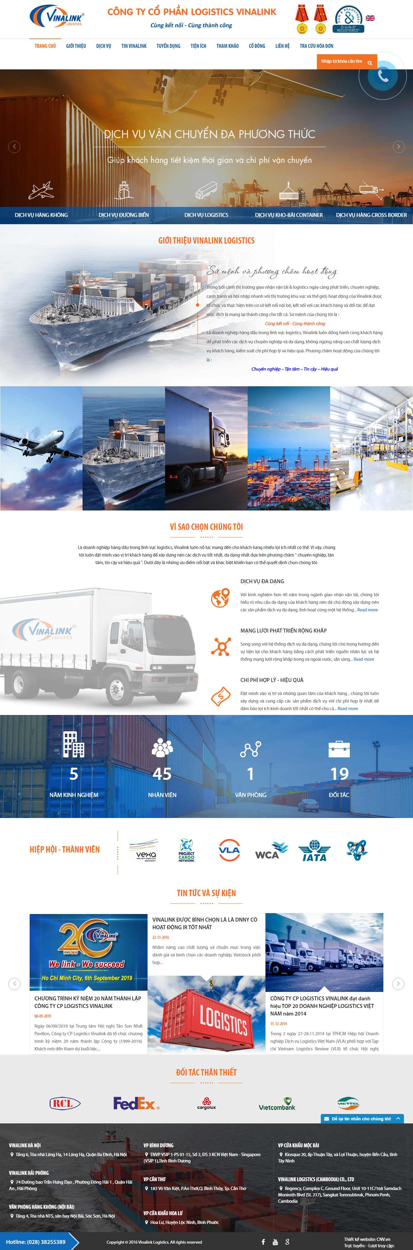 Thiết kế Web vận chuyển logistic vinalinklogistics.com