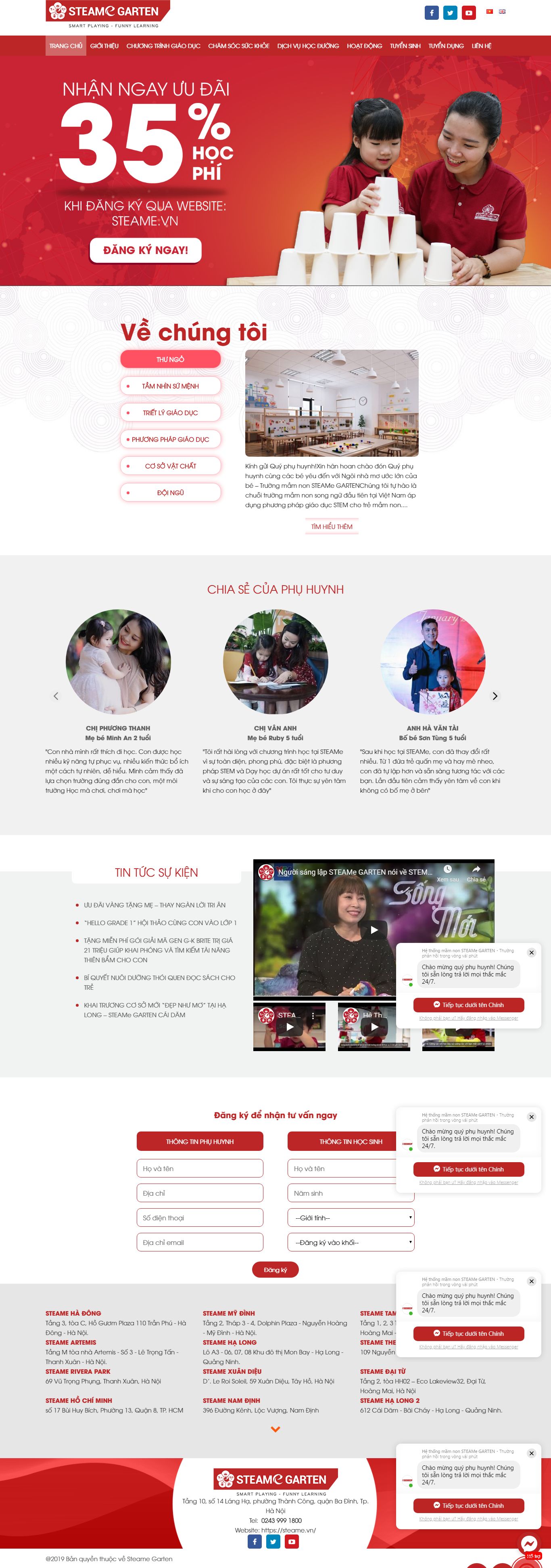 Thiết kế Web trường mầm non steame.vn