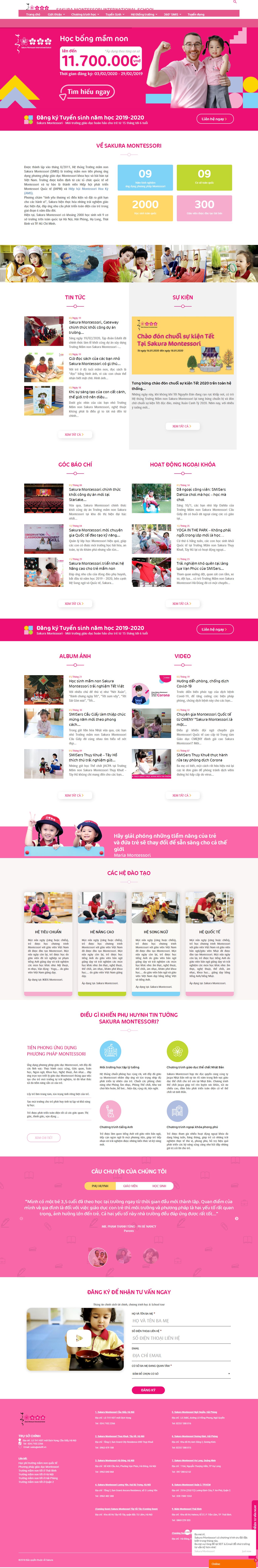 Thiết kế Web trường mầm non sakuramontessori.edu.vn