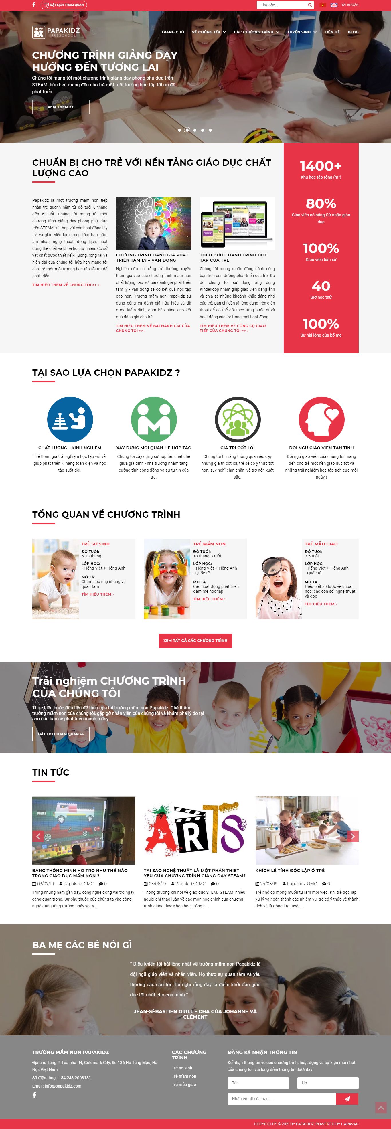 Thiết kế Web trường mầm non papakidz.com