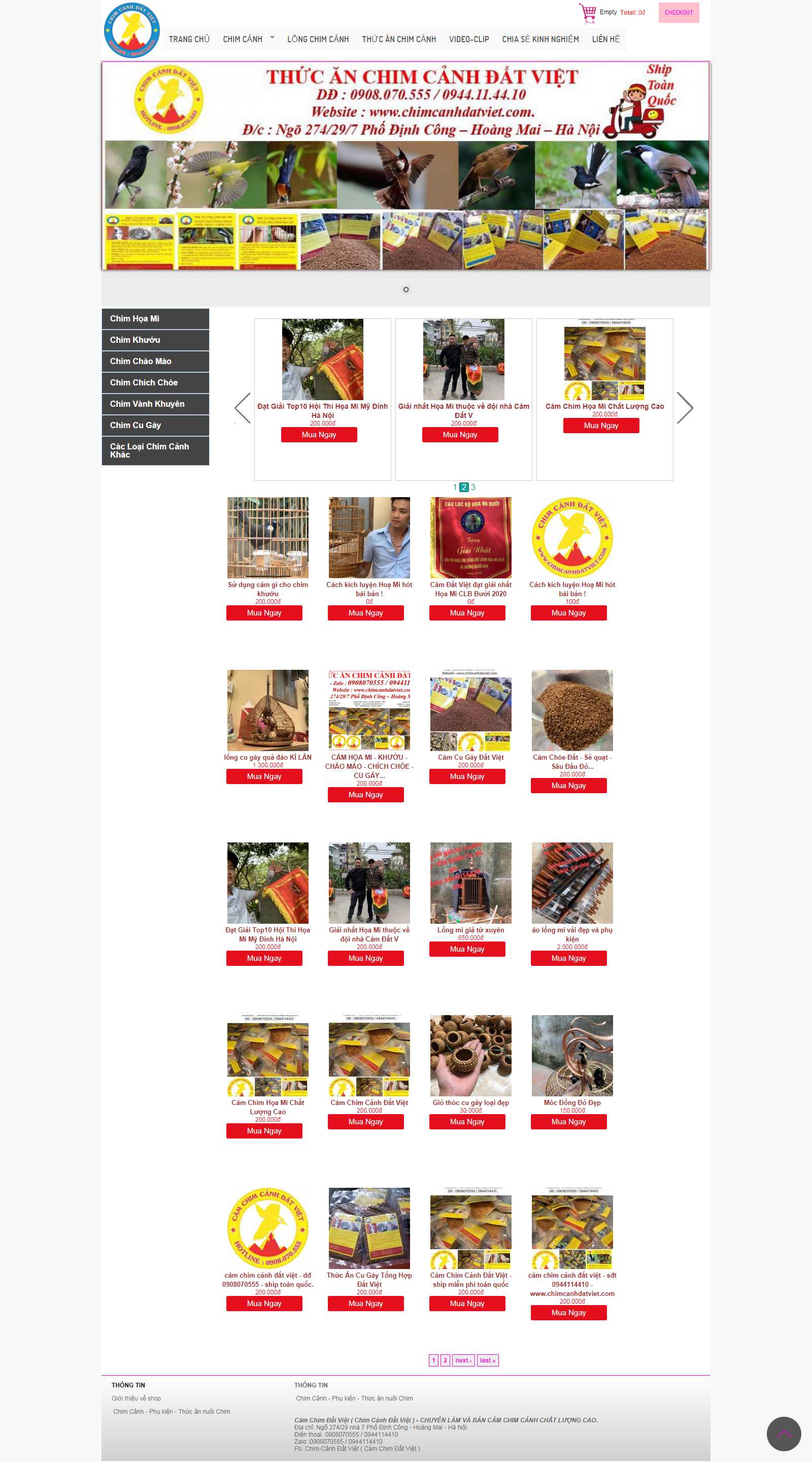Thiết kế Web chim cảnh chimcanhdatviet.com