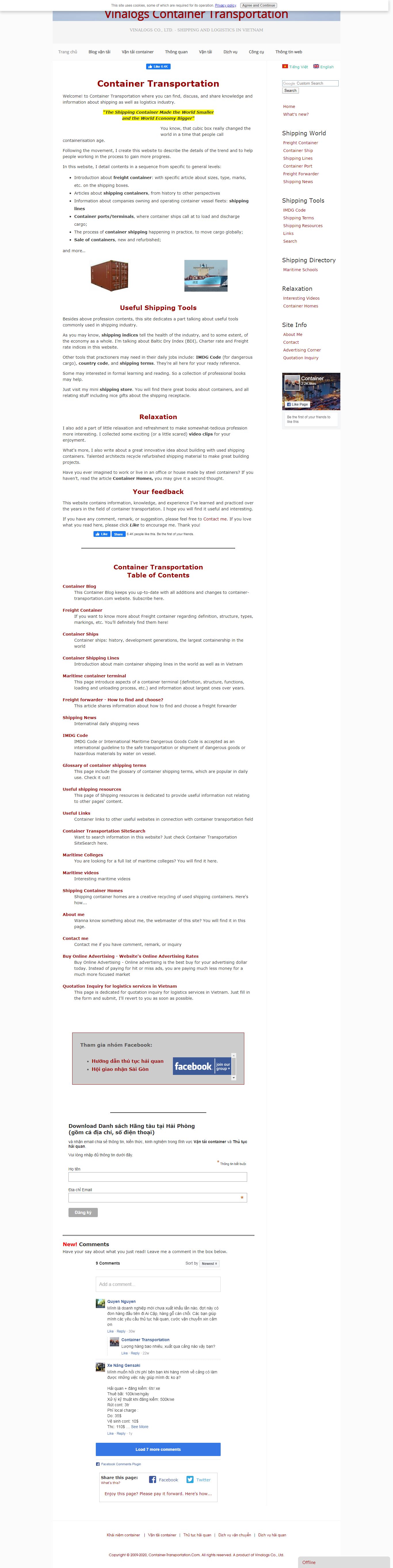 Thiết kế Web xuất khẩu container-transportation.com