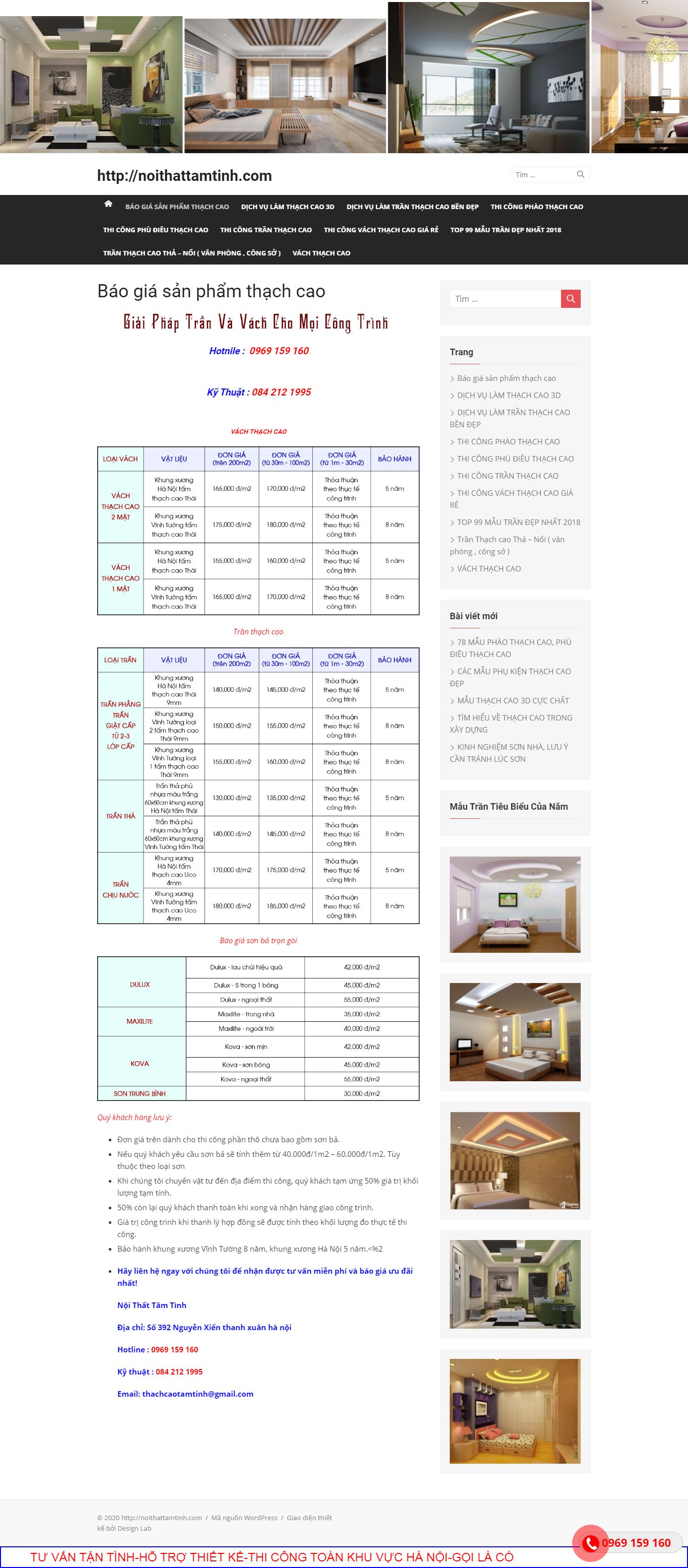 Thiết kế Web trần thạch cao noithattamtinh.com