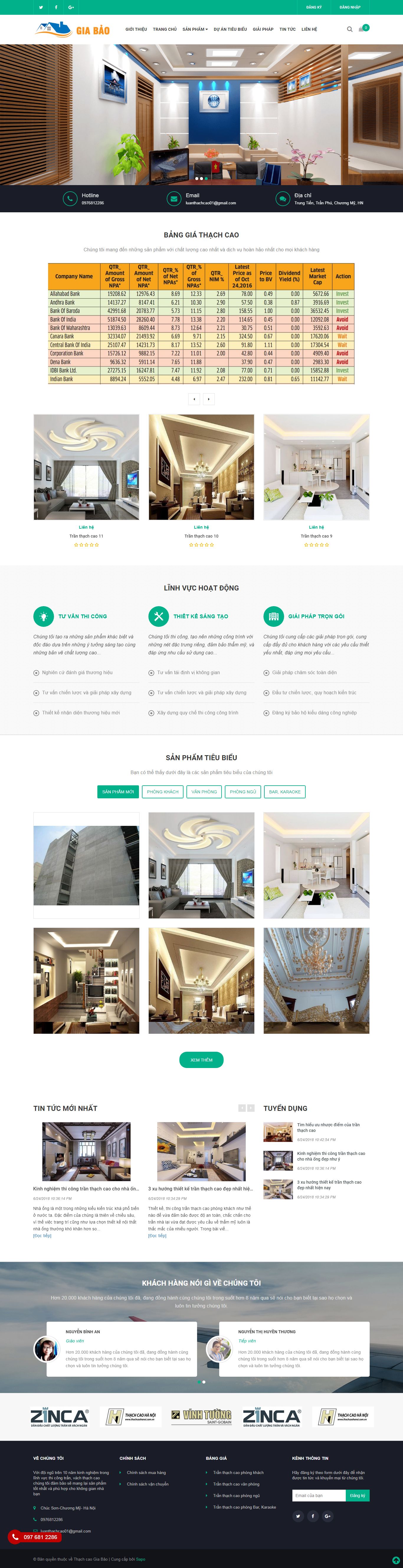 Thiết kế Web trần thạch cao thachcaogiabao.vn