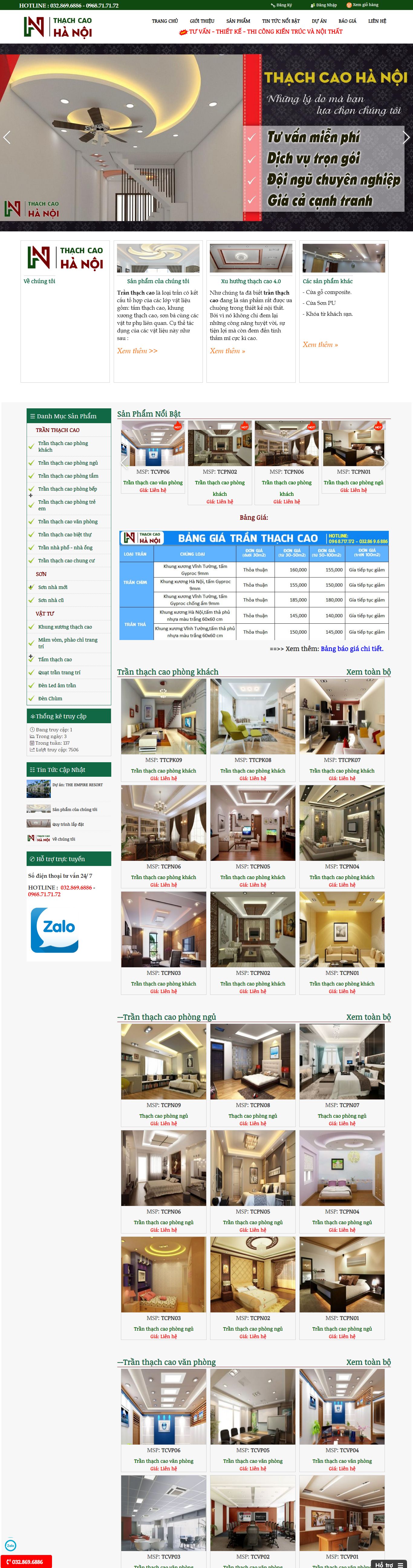 Thiết kế Web trần thạch cao thachcaohanoi.info