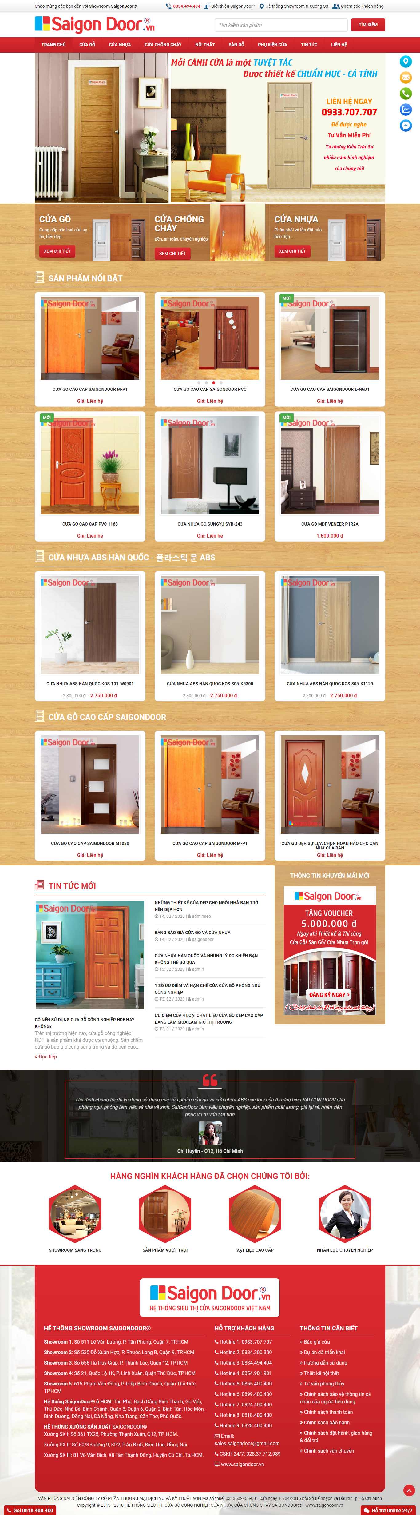 Thiết kế Web cửa nhựa saigondoor.vn