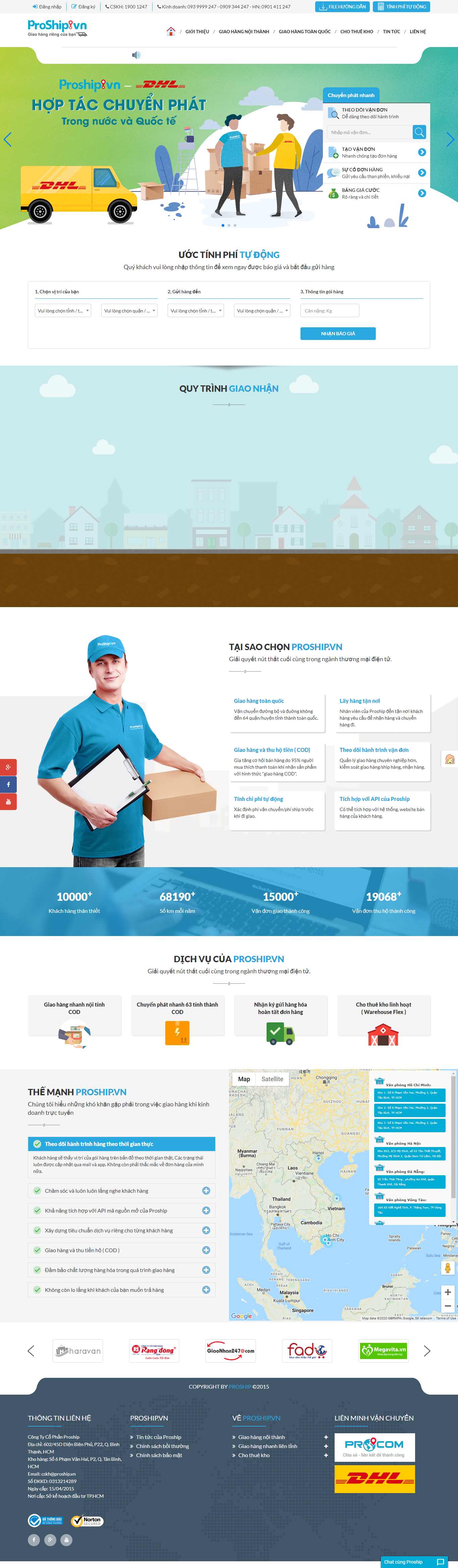 Thiết kế Web dịch vụ vận tải proship.vn