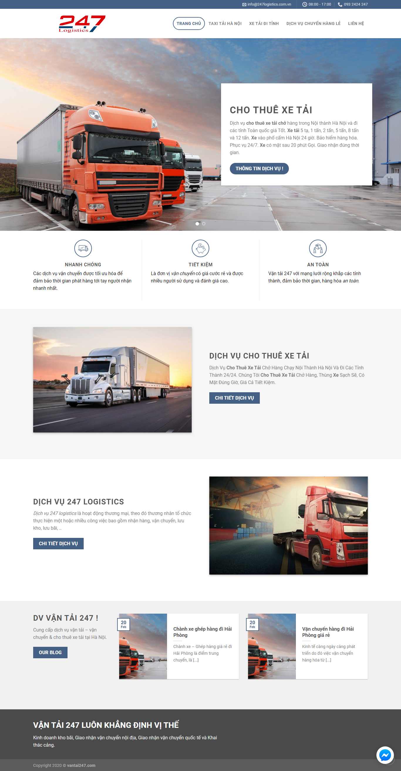 Thiết kế Web dịch vụ vận tải vantai247.com