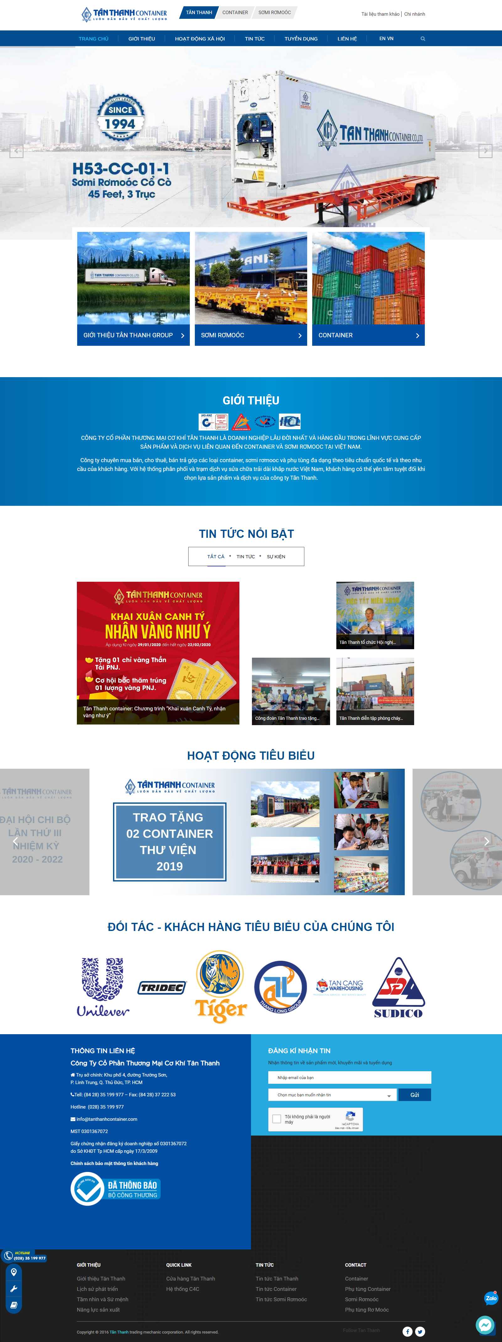 Thiết kế Web vận tải tanthanhcontainer.com