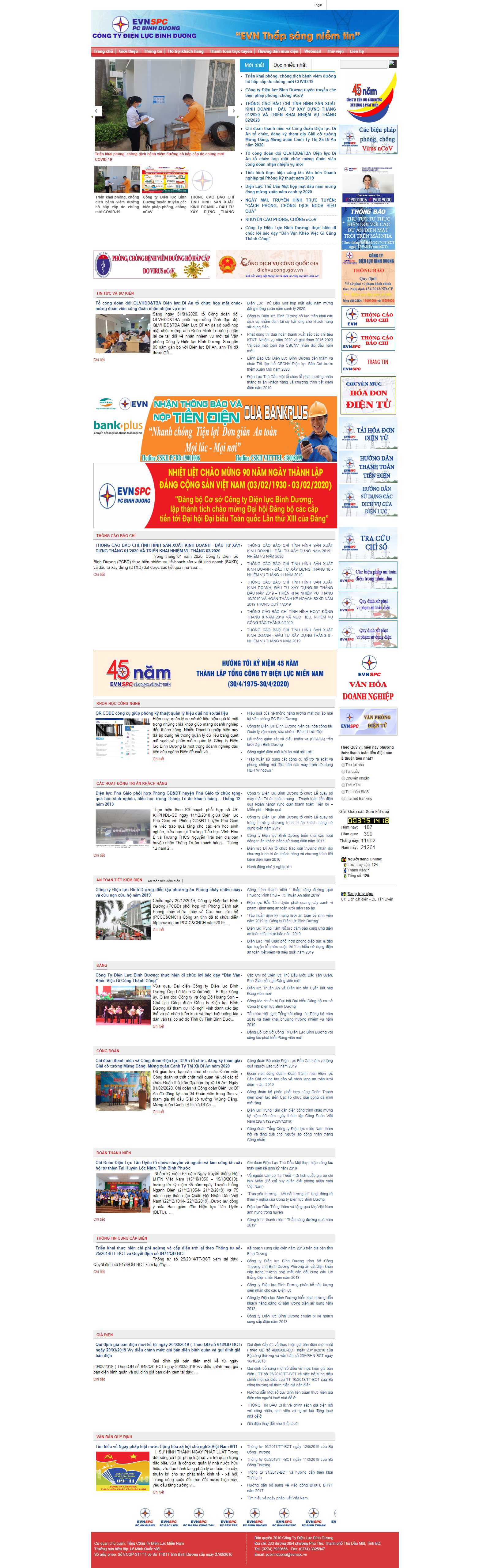 Thiết kế Web điện lực pcbinhduong.evnspc.vn