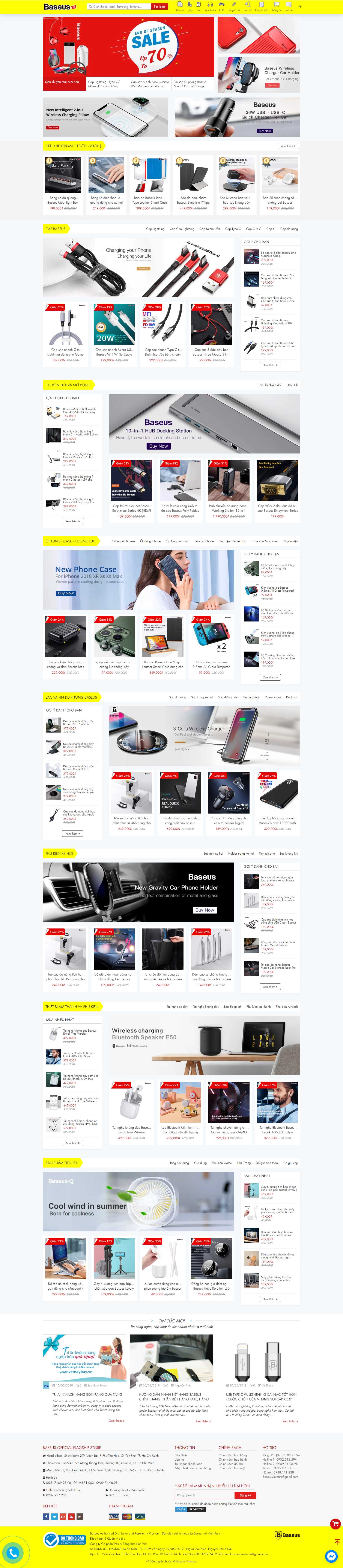 Thiết kế Web sạc điện thoại baseus.vn