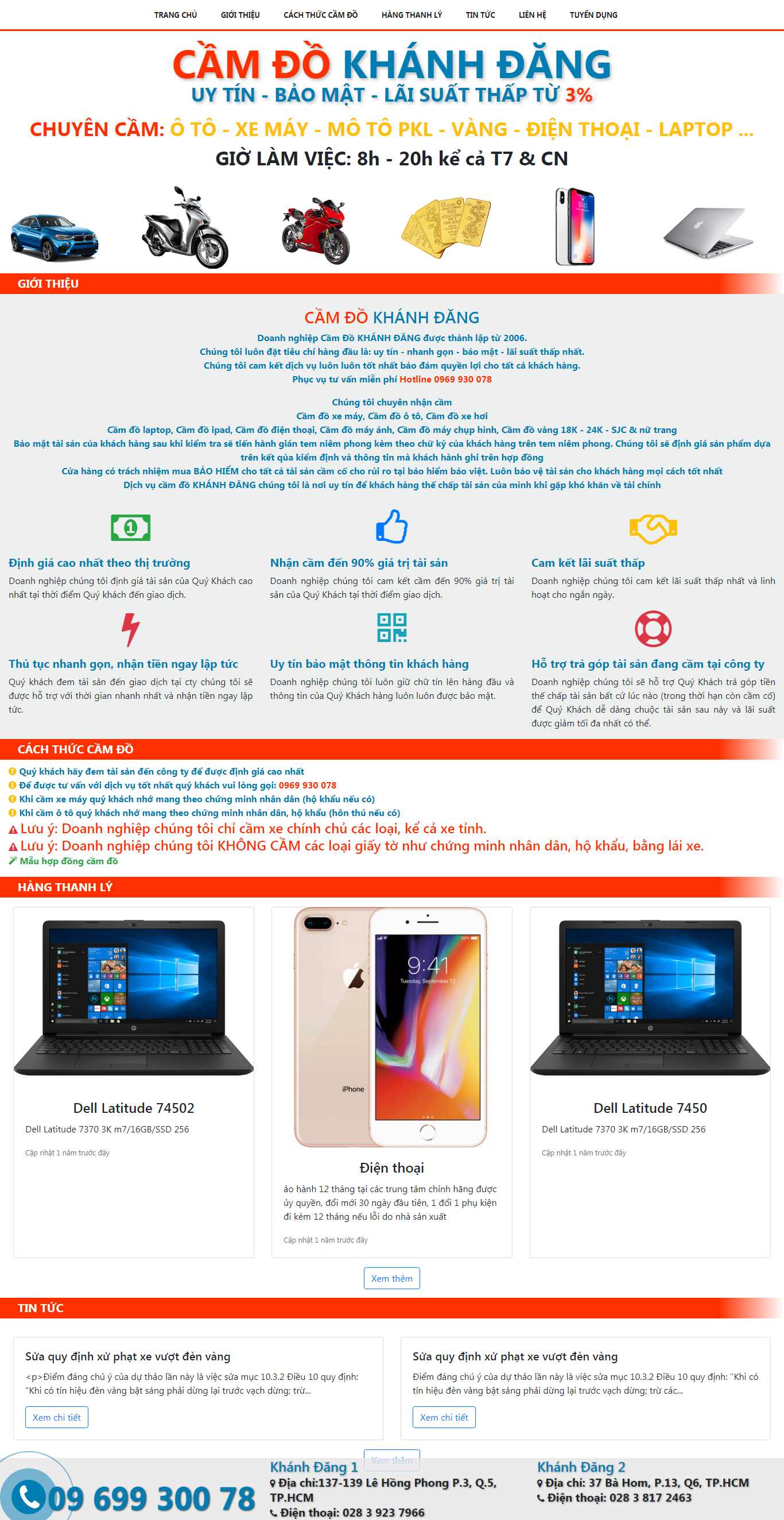 Thiết kế Web dịch vụ cầm đồ camdokhanhdang.com