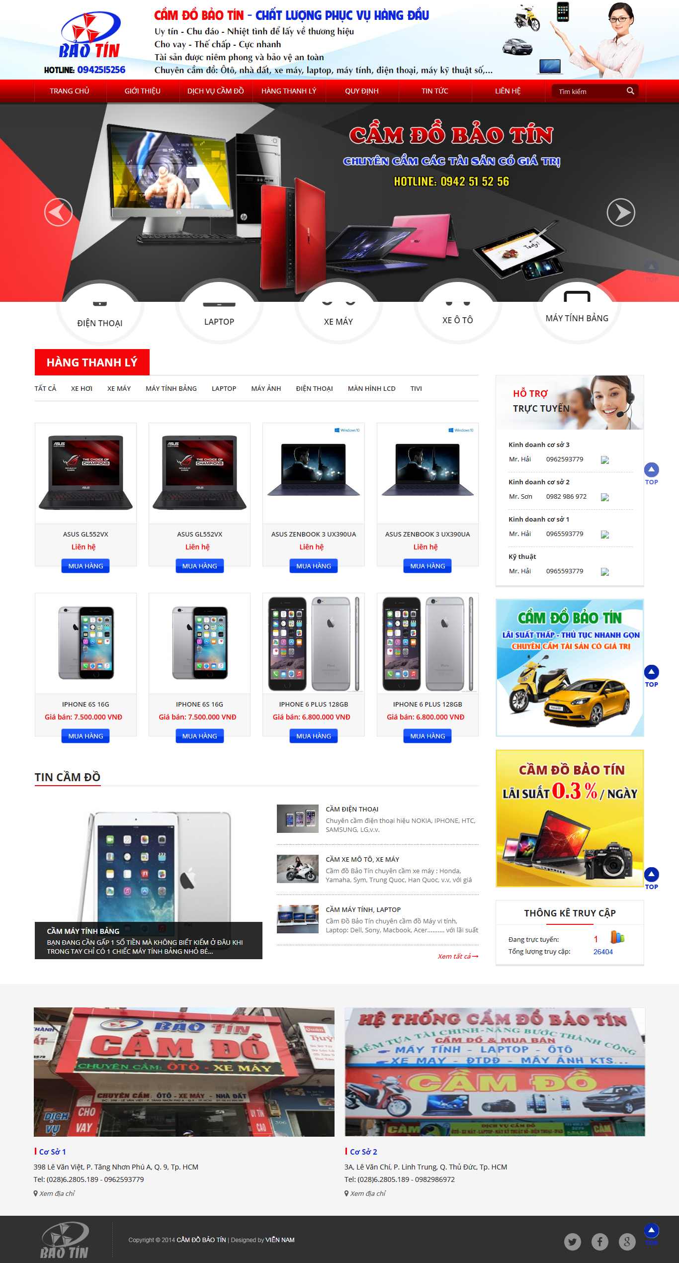 Thiết kế Web dịch vụ cầm đồ camdobaotin.vn