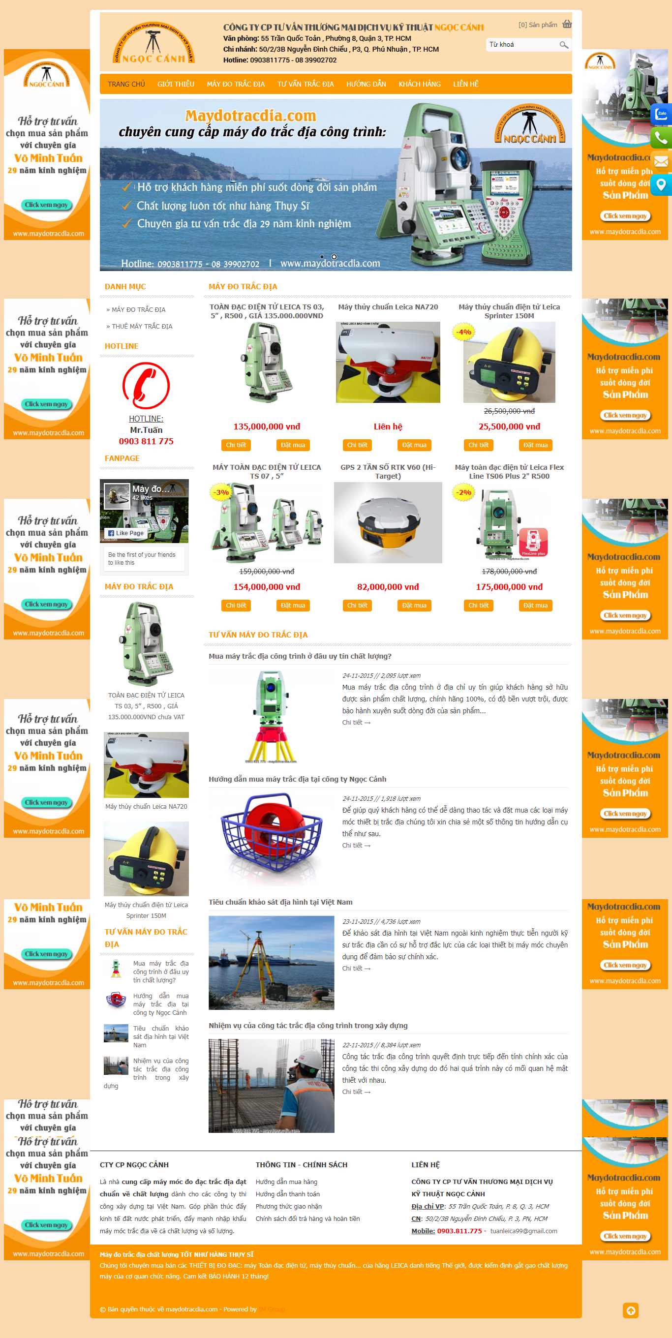 Thiết kế Web đồ trắc địa maydotracdia.com