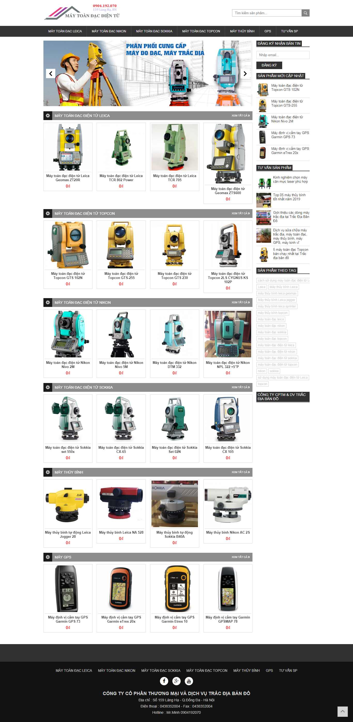 Thiết kế Web đồ trắc địa maytoandacdientu.com.vn