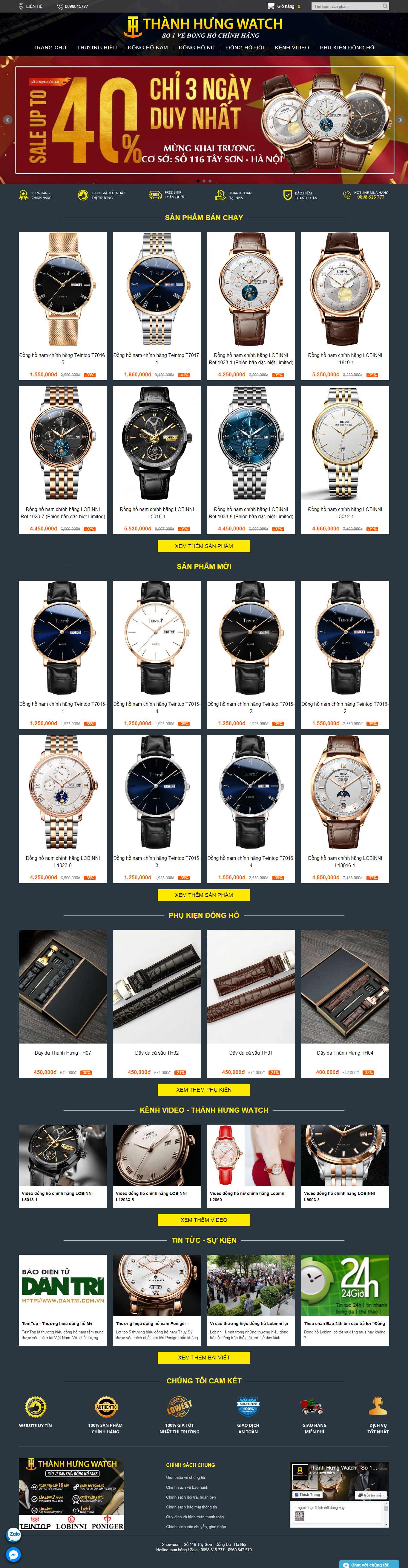 Thiết kế Web shop đồng hồ thanhhungwatch.vn