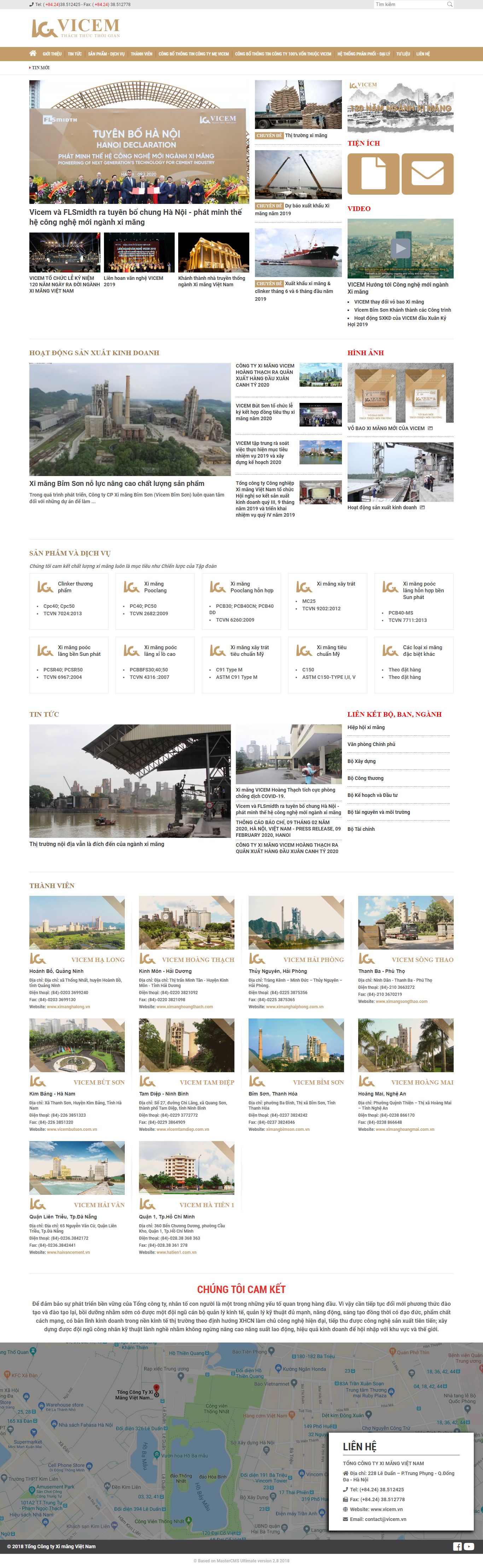 Thiết kế Web xi măng vicem.vn