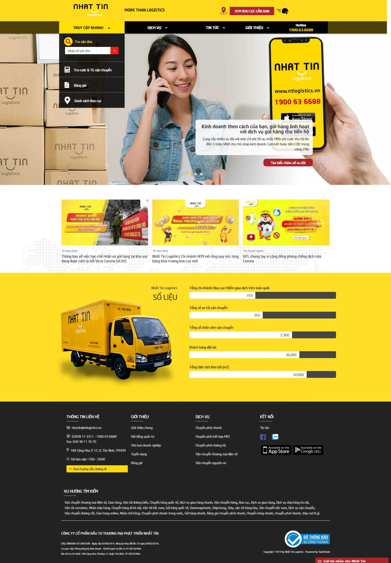 Thiết kế Web vận tải ntlogistics.vn