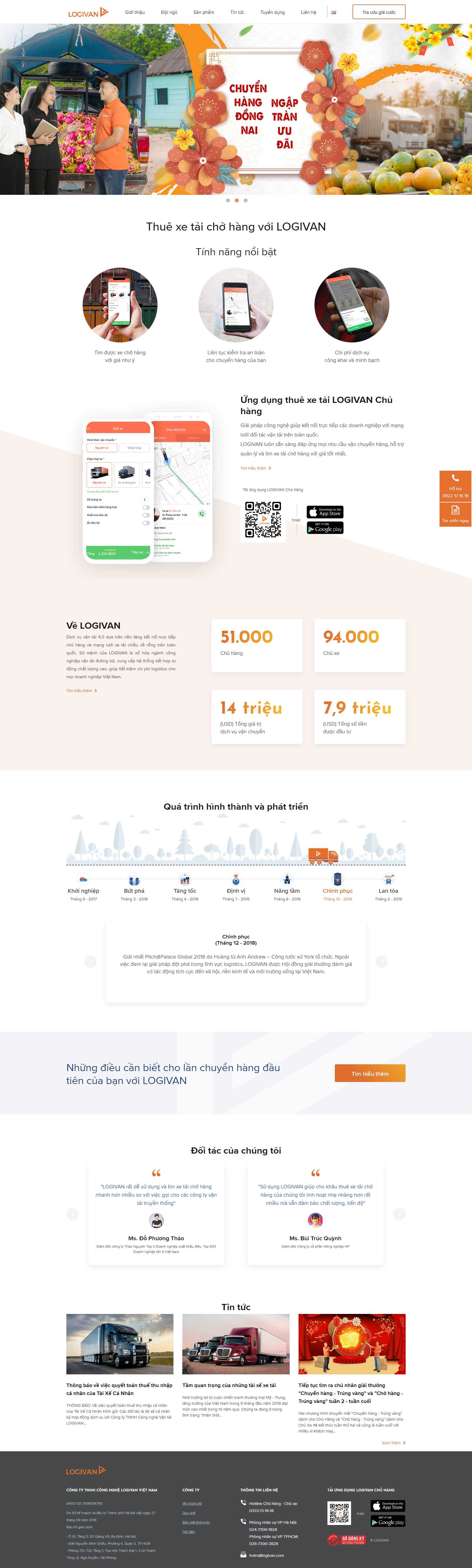 Thiết kế Web vận tải logivan.com