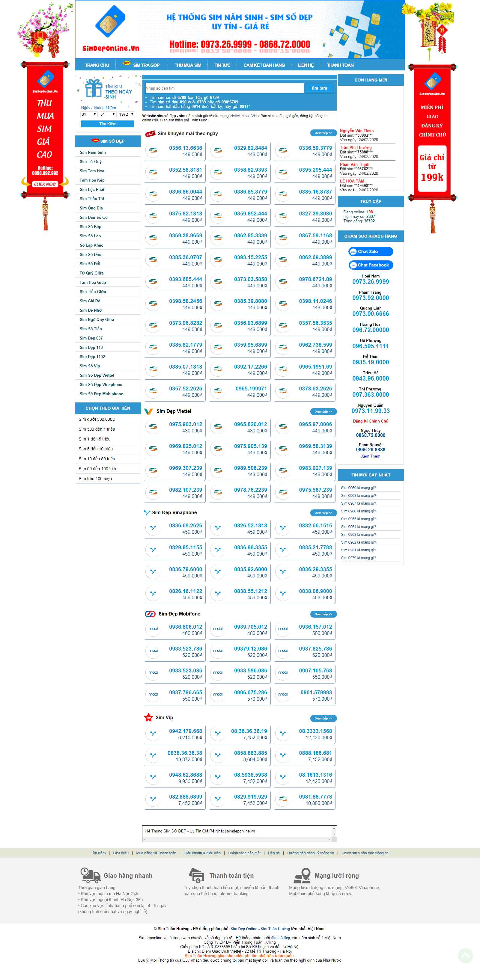 Thiết kế Web sim số Đẹp simdeponline.vn