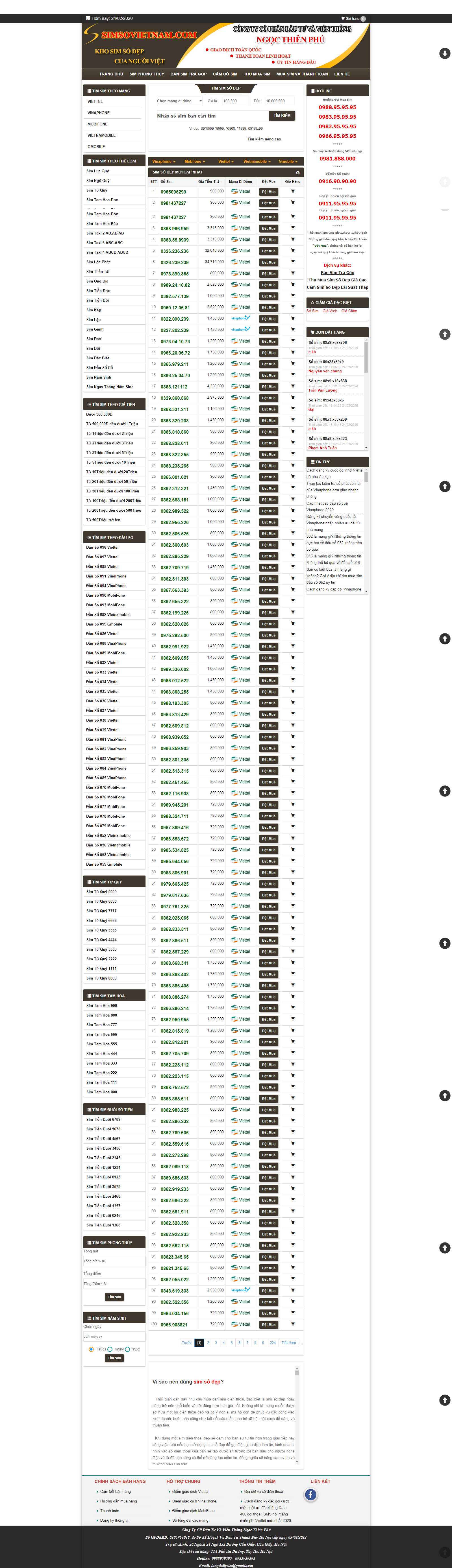 Thiết kế Web sim số Đẹp simsovietnam.com