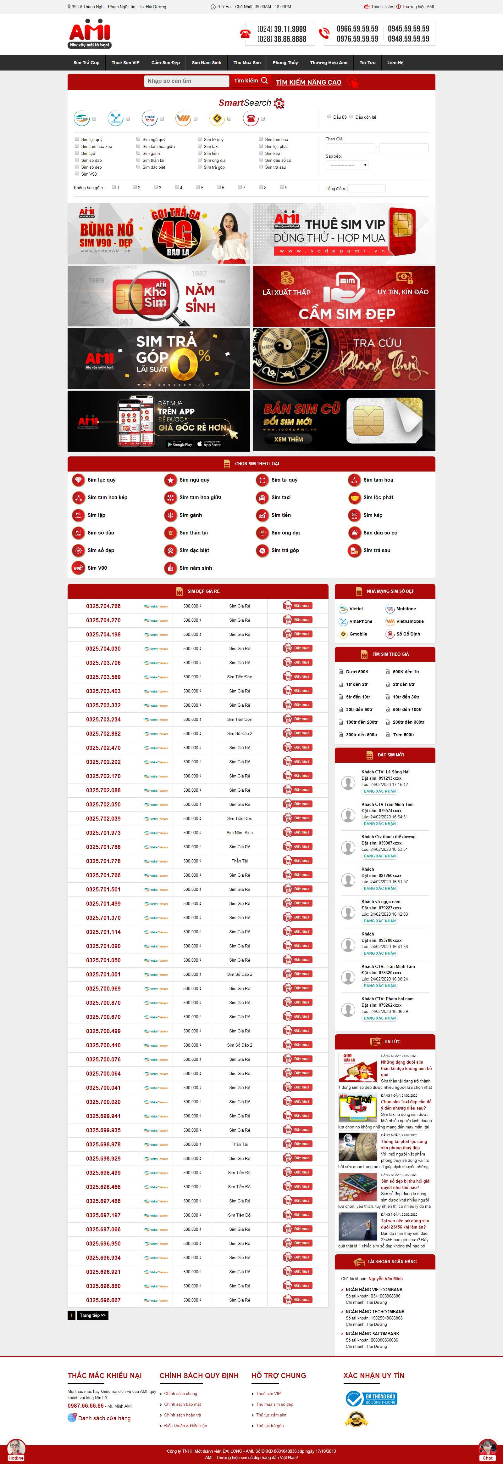 Thiết kế Web sim số Đẹp sodepami.vn