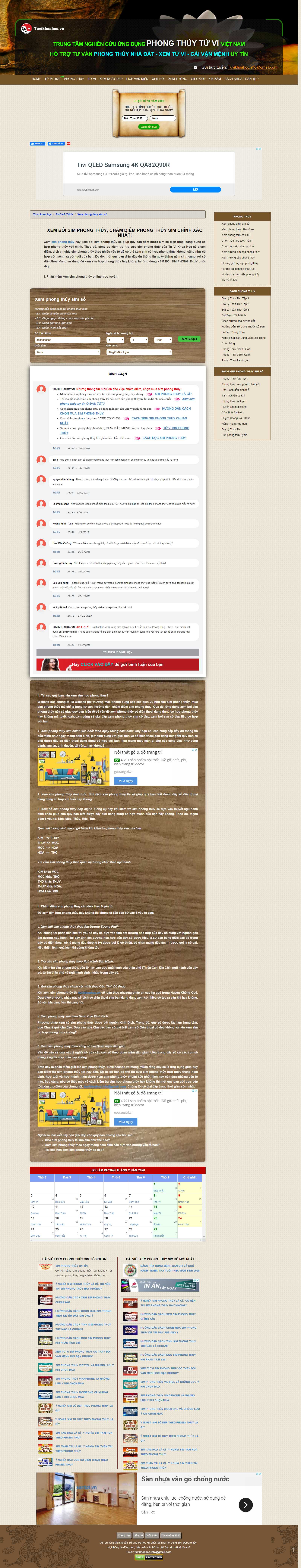 Thiết kế Web sim phong thủy tuvikhoahoc.vn