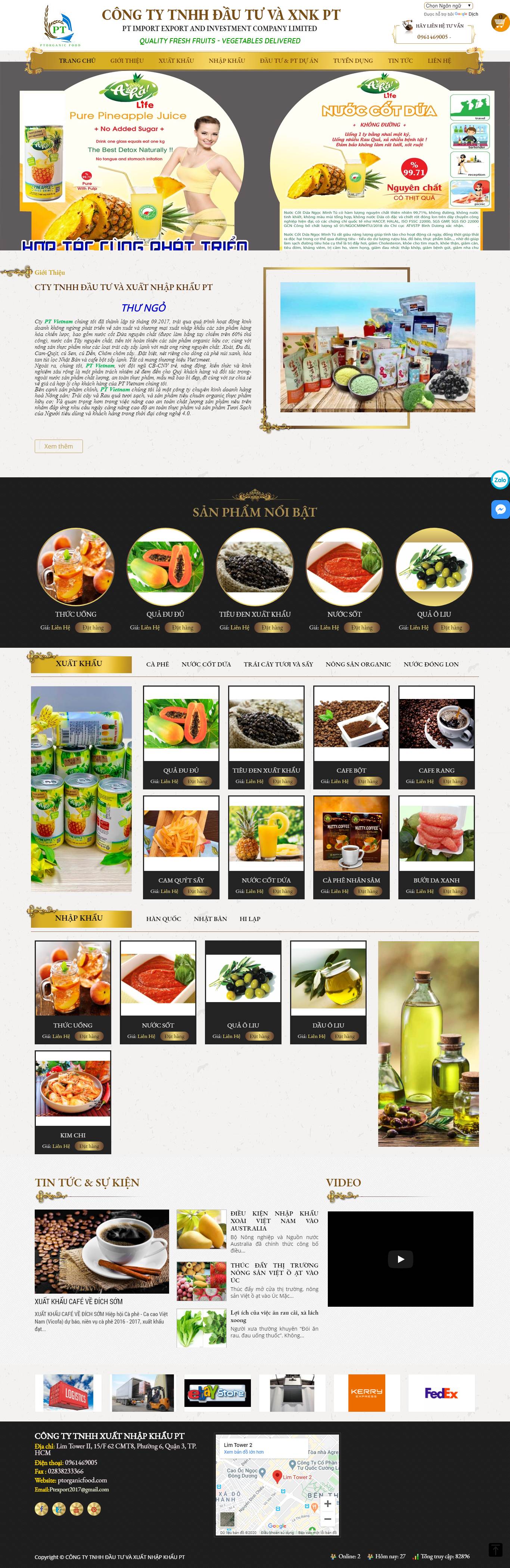 Thiết kế Web nhập khẩu ptorganicfood.com
