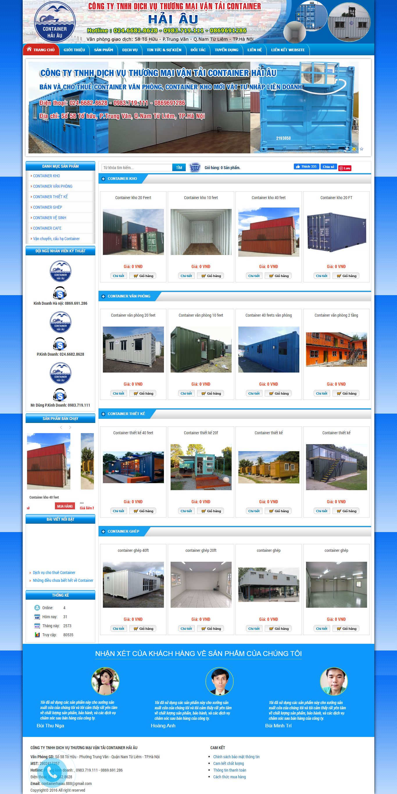 Thiết kế Web container containerhaiau.com