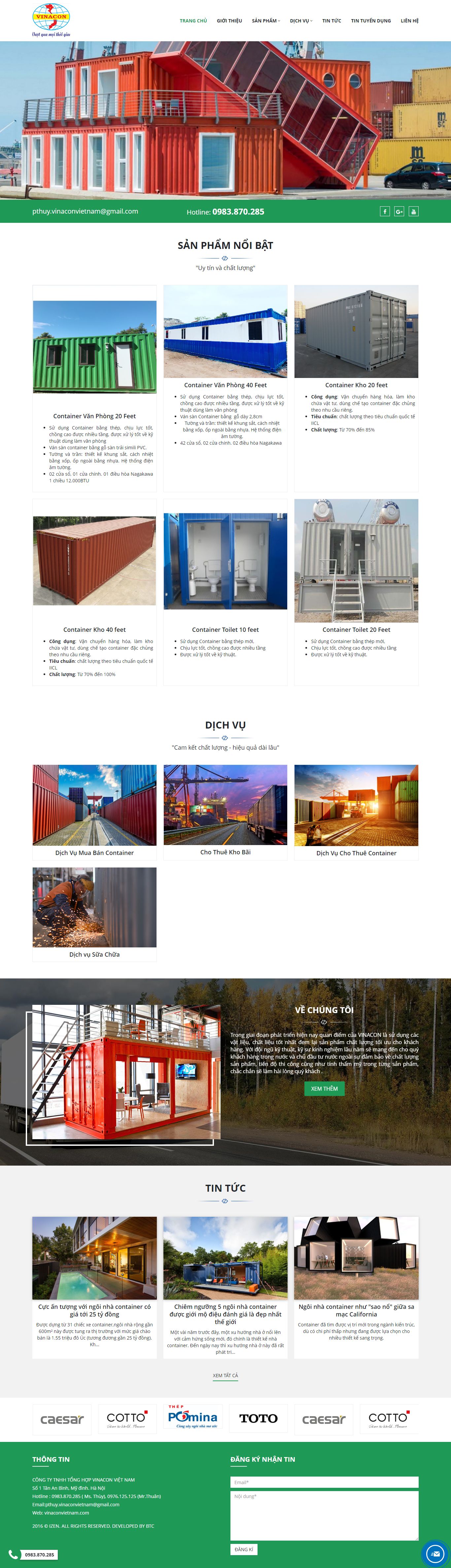 Thiết kế Web container vinaconvietnam.com