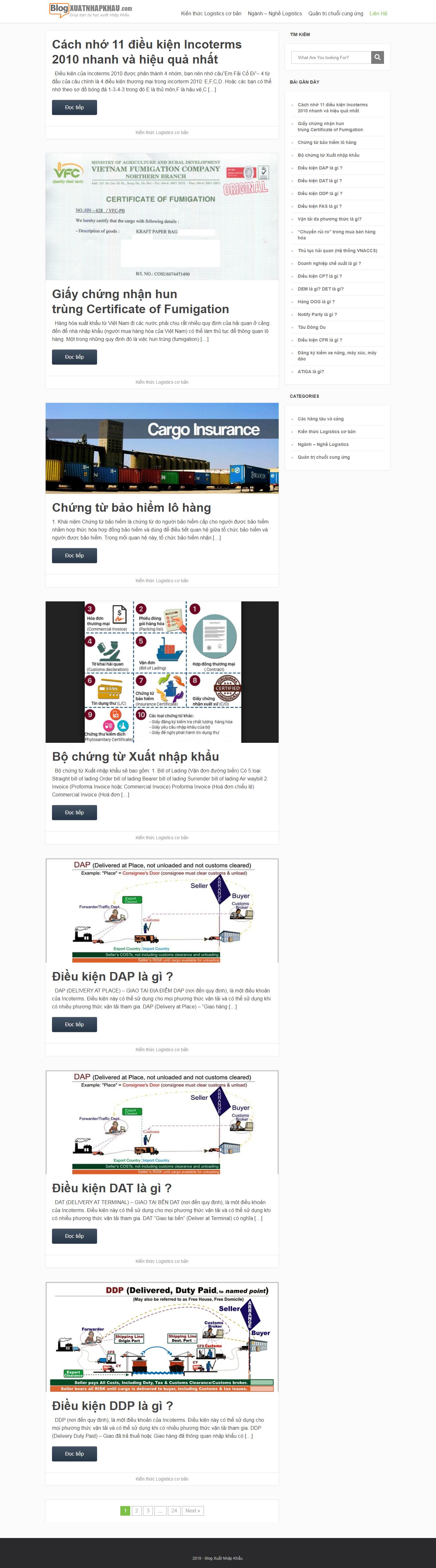 Thiết kế Web container blogxuatnhapkhau.com