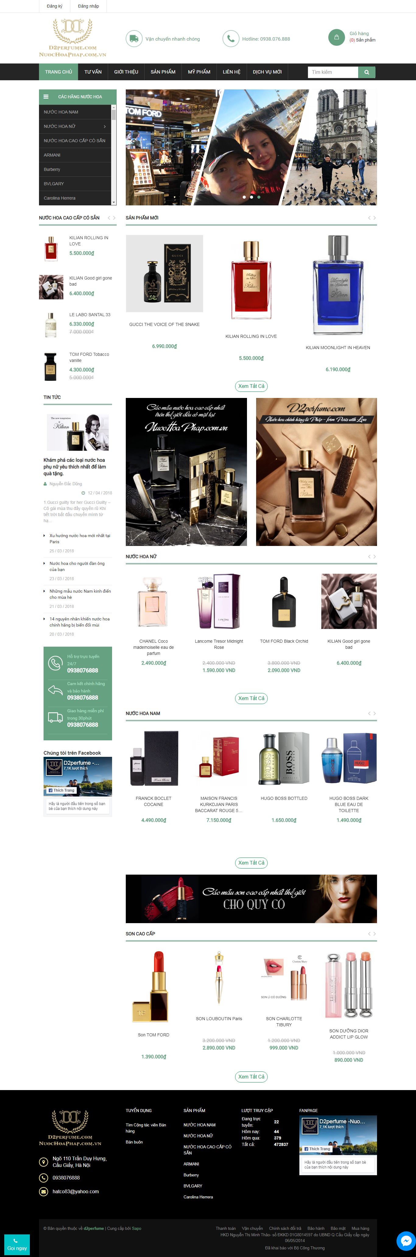 Thiết kế Web nước hoa d2perfume.com