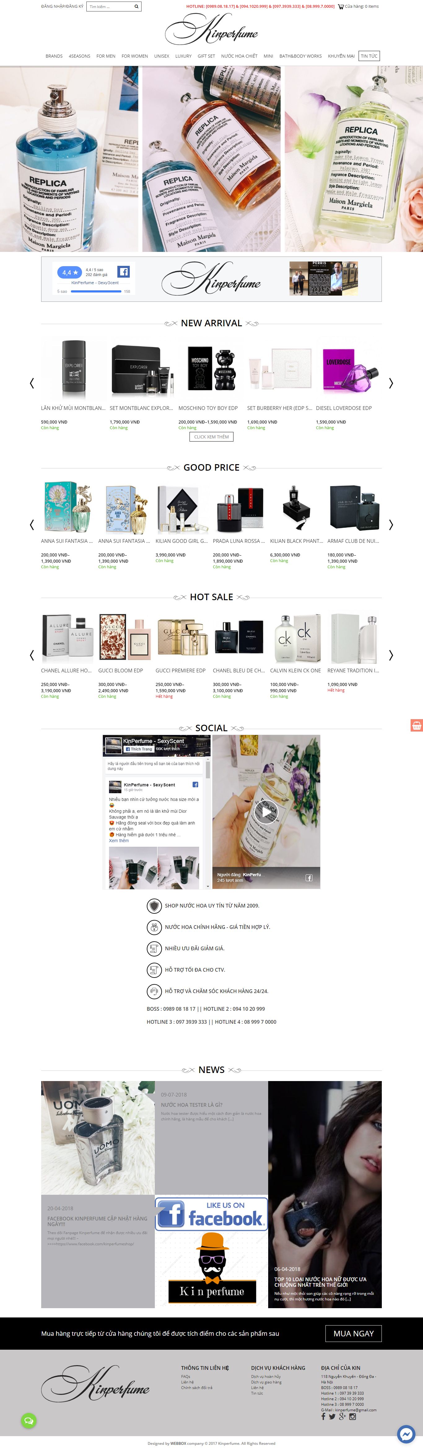 Thiết kế Web nước hoa kinperfume.com