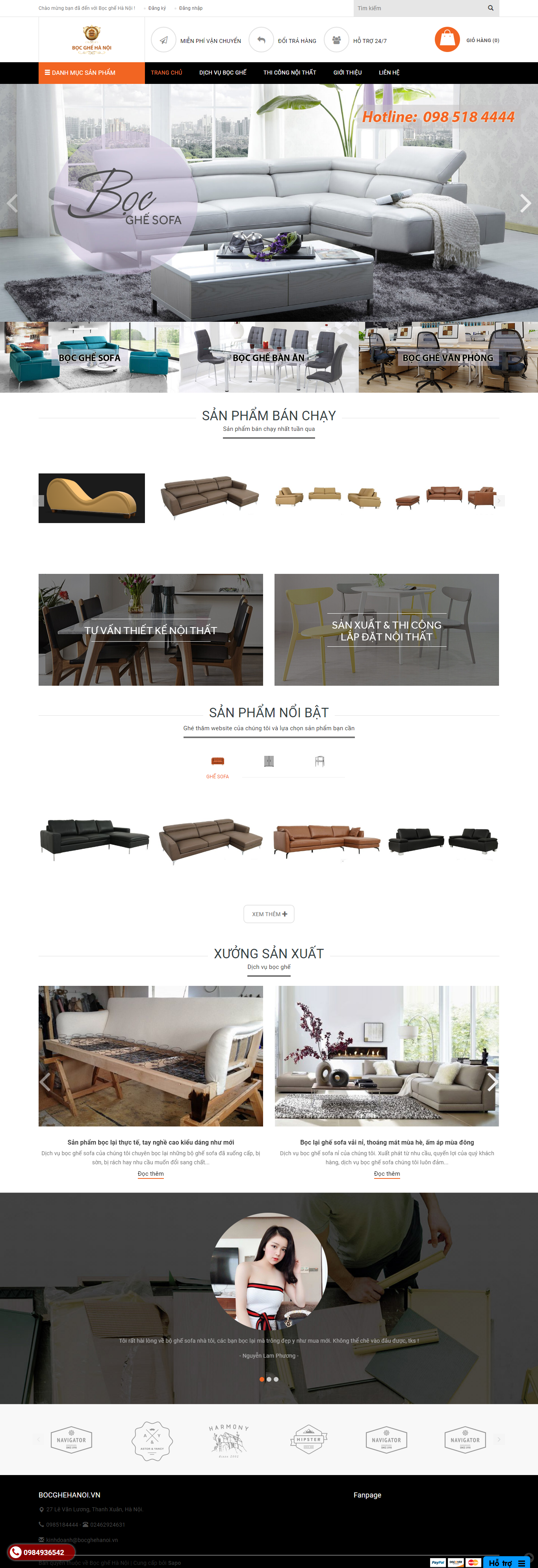 Thiết kế Web bọc ghế da bocghehanoi.vn