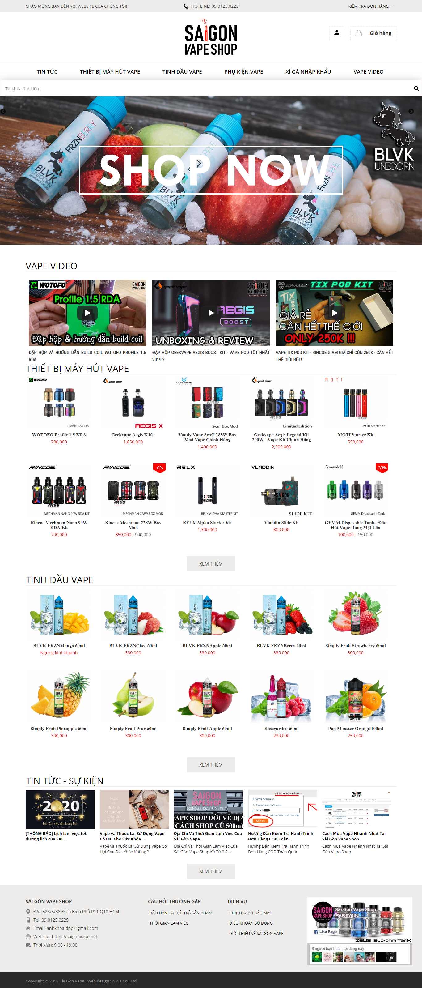 Thiết kế Web thuốc lá điện tử saigonvape.net