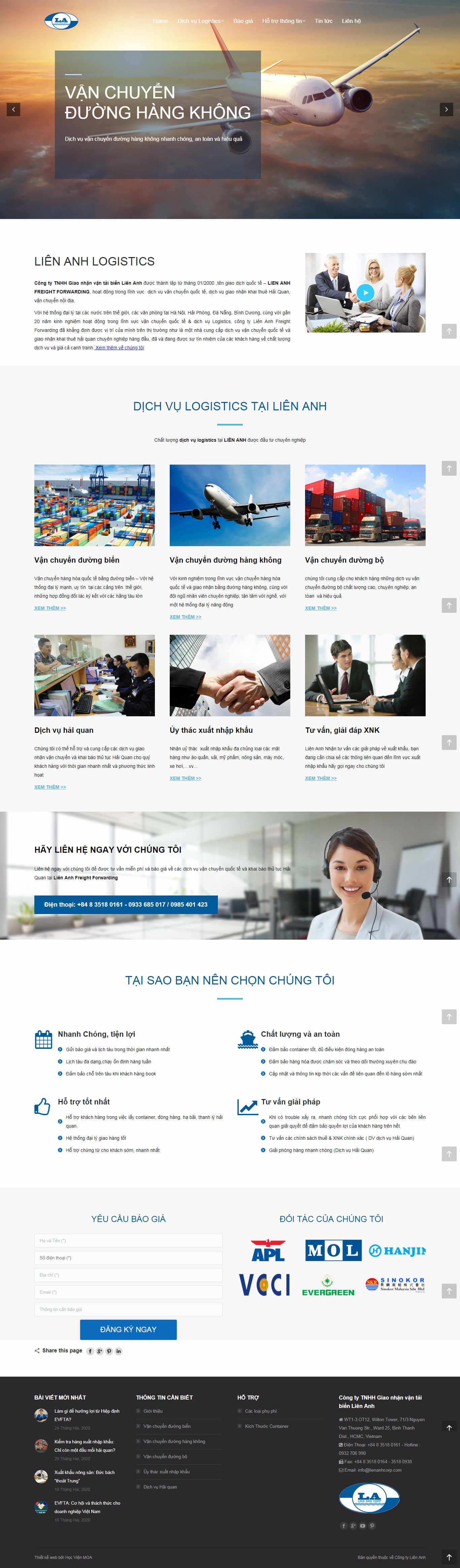 Thiết kế Web xuất nhập cảnh lienanhcorp.com