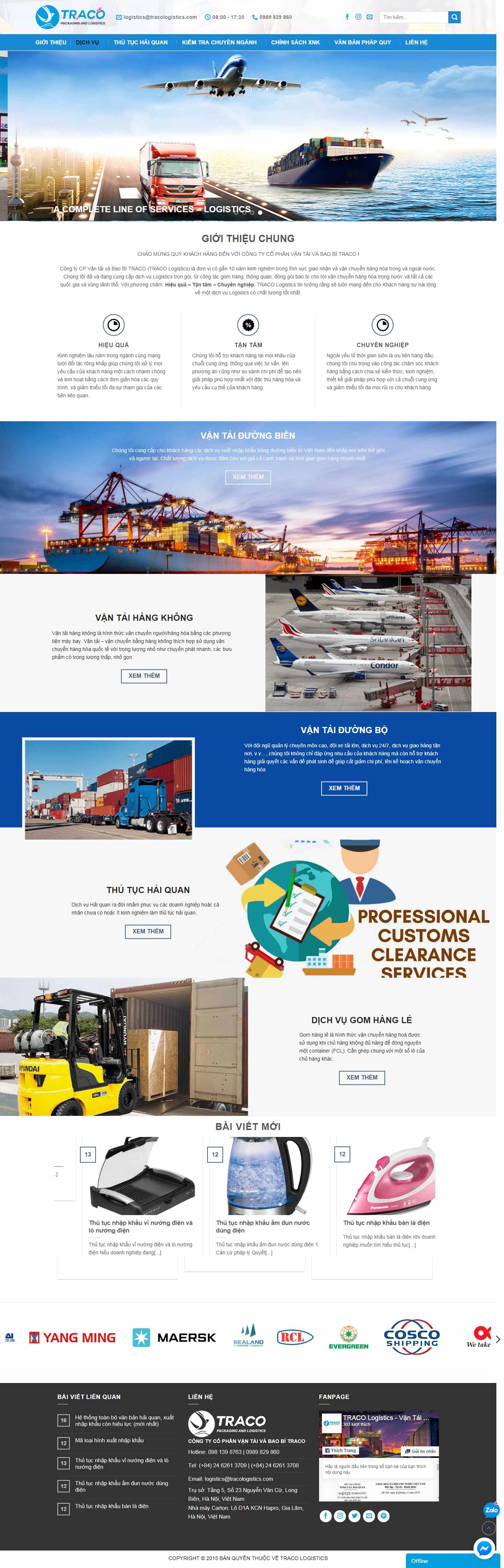 Thiết kế Web xuất nhập cảnh tracologistics.com