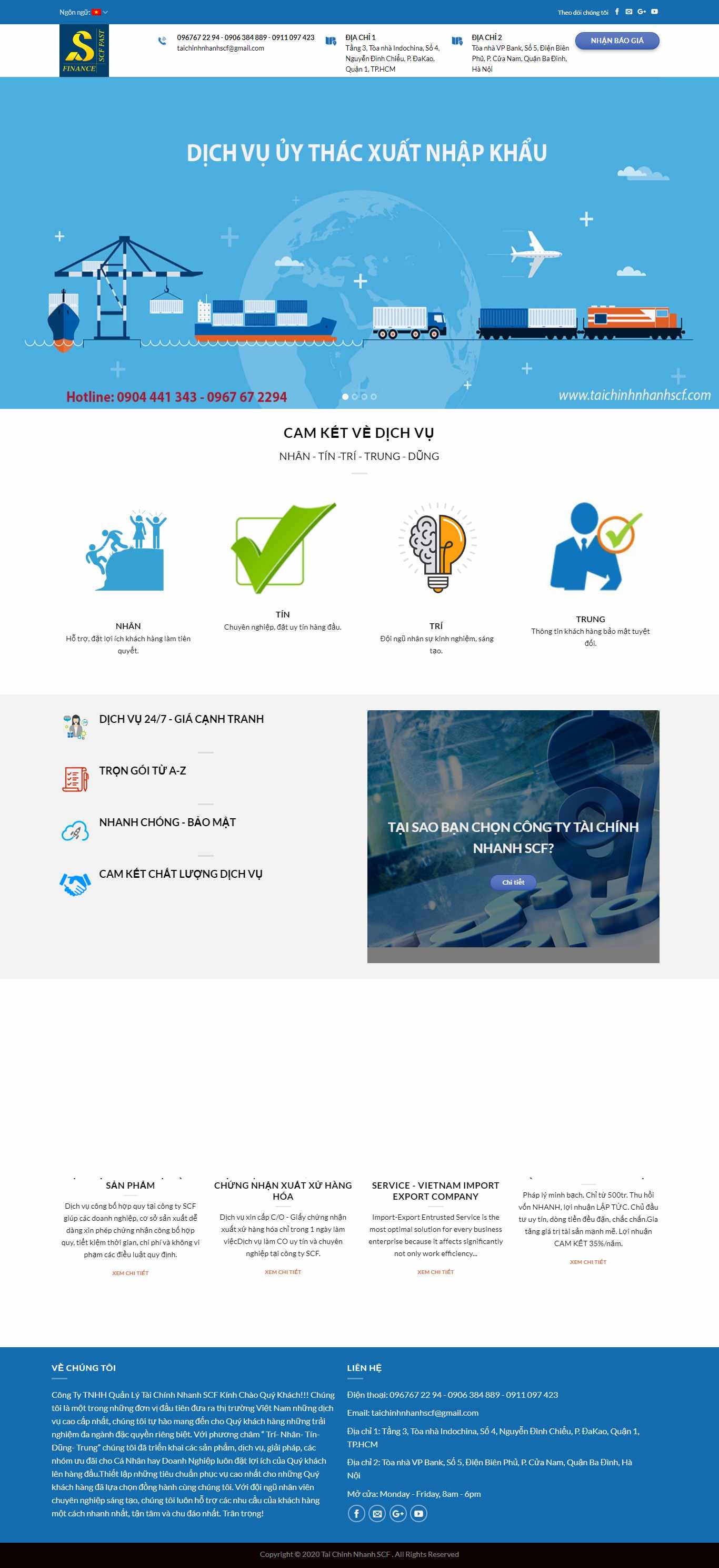 Thiết kế Web xuất nhập cảnh taichinhnhanhscf.com